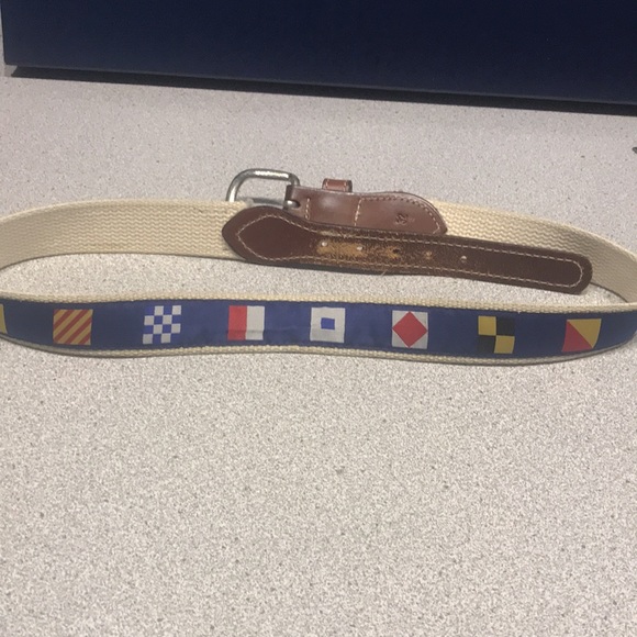 Men’s leather cotton flag insignia belt - Picture 2 of 4